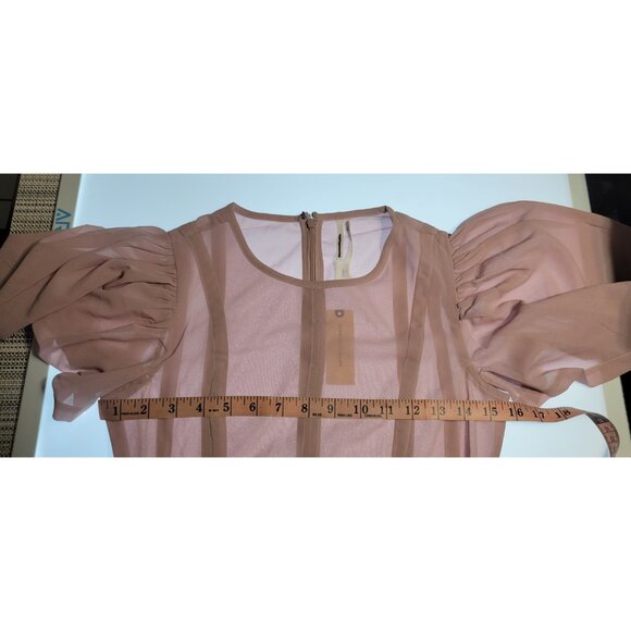 Anthropologie Chic Pink Knee Lenght Puff Sleeve Dress Size 00 NWT - Picture 12 of 16